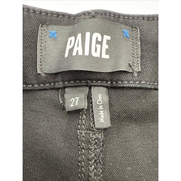 PAIGE Mayslie Straight Ankle Pants Jeans Womens Size 27 Black Fog Luxe Coated - Picture 7 of 10